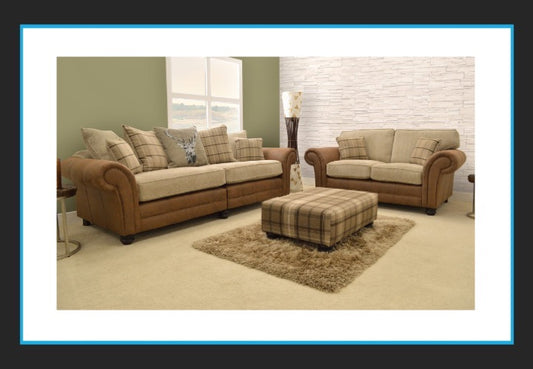 Darwin 4 Seater Pillow Back + 2 Seater Formal Back + Designer Footstool Special Offer - Sofa Emporium