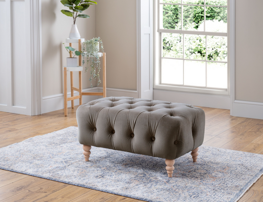 Chesterfield Fabric Footstool - 5 Colours Available