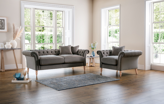 Chesterfield 3+1 Sofa Set Fabric - 5 Colours Available