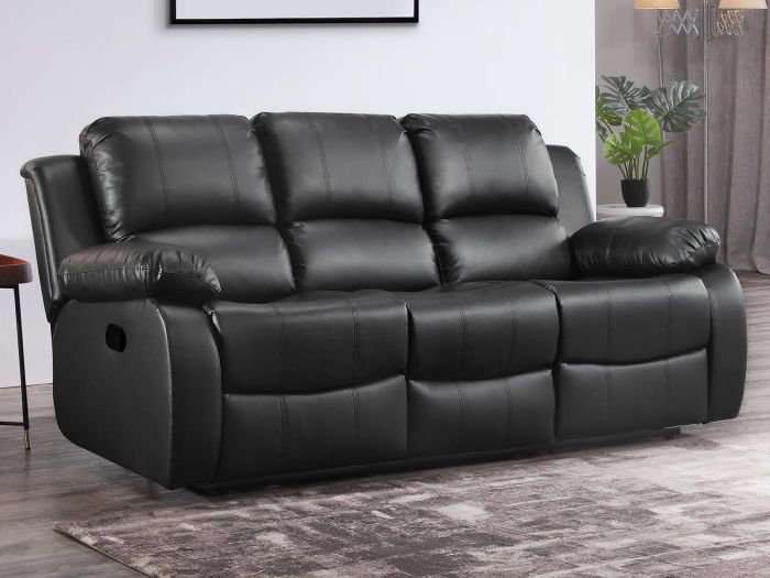 Sienna 3 Seat Manual Recliner Sofa In Black